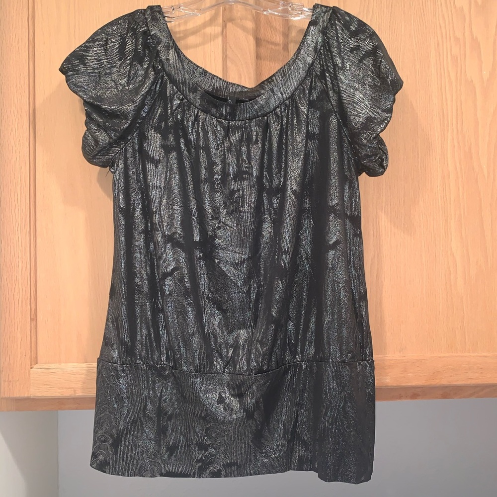 Essentials by Milano Black Metallic Blouse Size L
